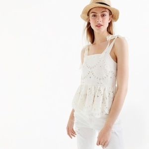 J. Crew Tie-Shoulder Eyelet Top Size 0P